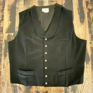 HORSEFLY Black Wool Western Vest Etched Star Buttons Men’s Size 50